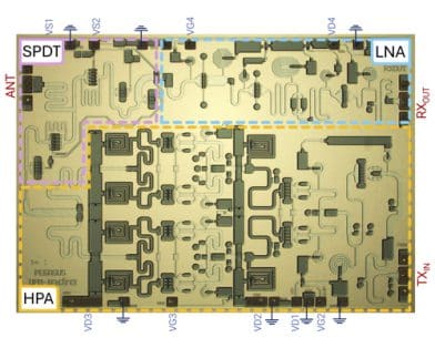 A Fully Integrated 6–18 GHz Transmit/Receive MMIC Frontend Implemented in 150-nm GaN-on-SiC Technology