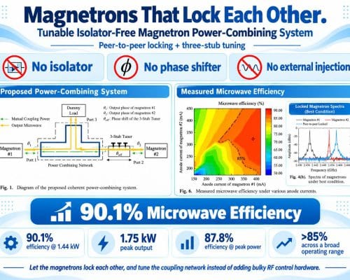 Tunable Isolator-Free Magnetron Power-Combining System Based on Peer-to-Peer Locking Technique With a Three-Stub Tuner